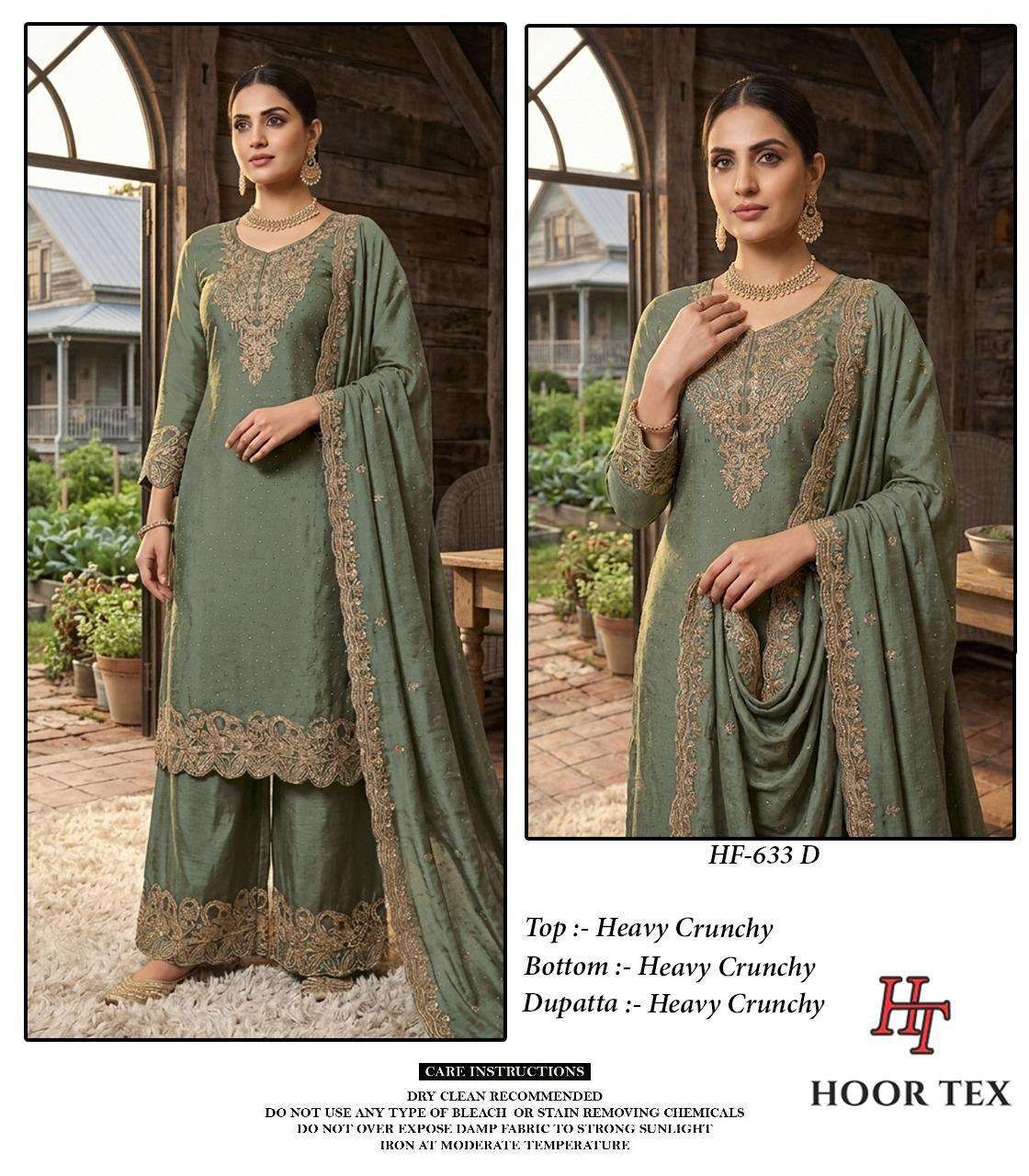 HOOR TEX HF-633 Crunchy Embroidered Stitched Sharara Dress Collection