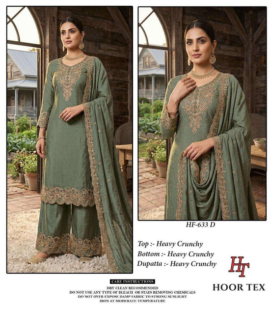 HOOR TEX HF-633 Crunchy Embroidered Stitched Sharara Dress Collection