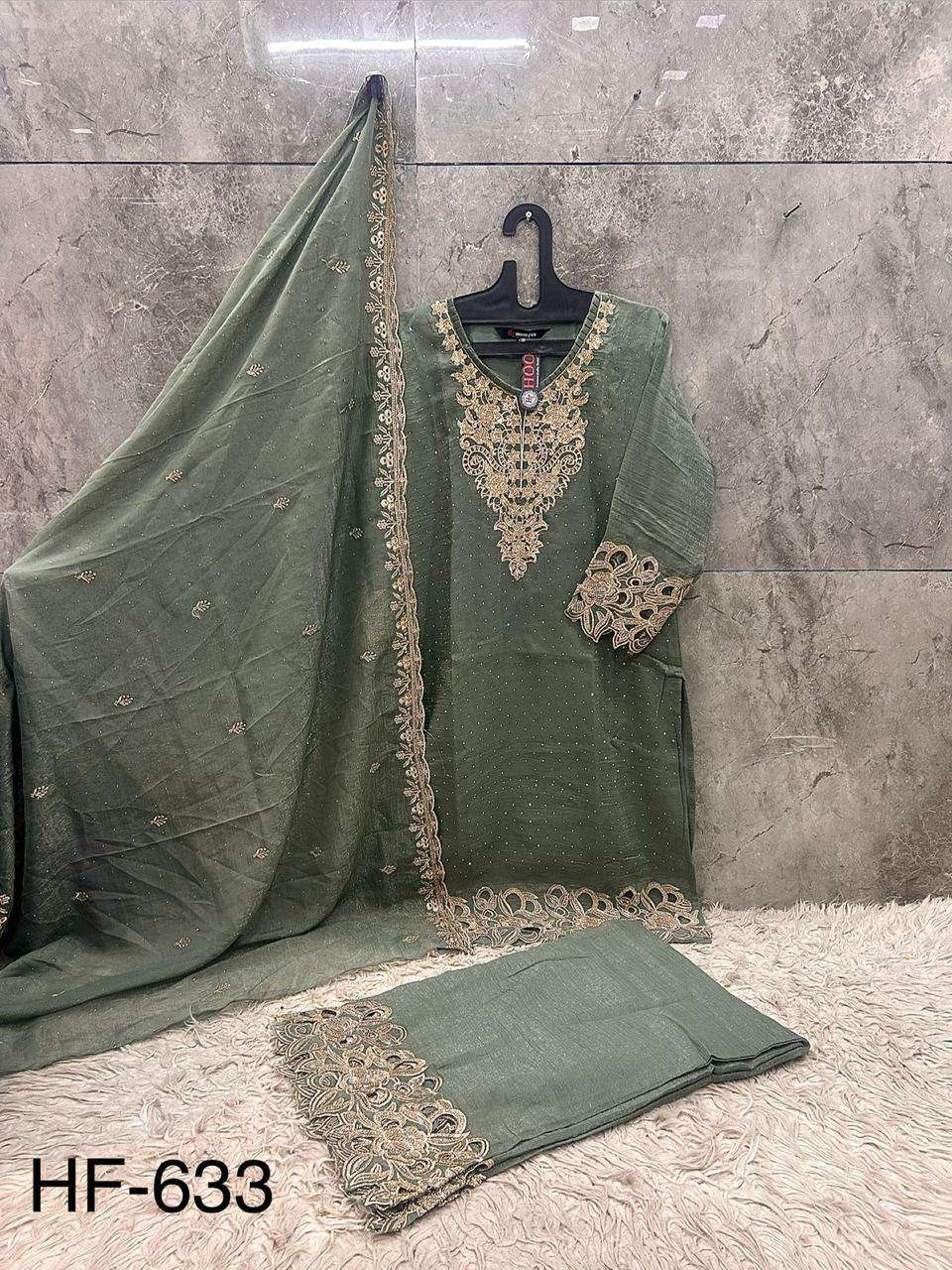 HOOR TEX HF-633 Crunchy Embroidered Stitched Sharara Dress Collection