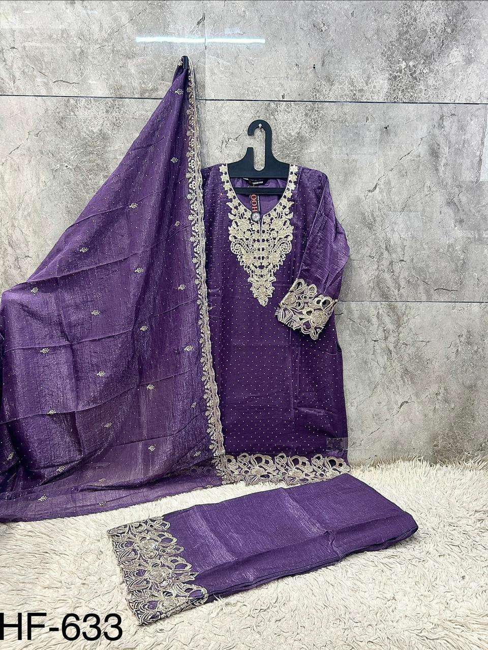 HOOR TEX HF-633 Crunchy Embroidered Stitched Sharara Dress Collection