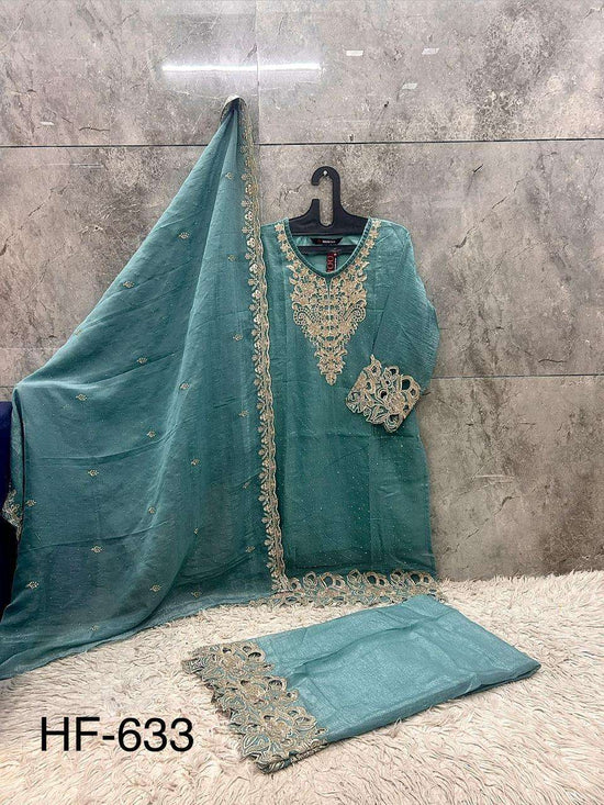 HOOR TEX HF-633 Crunchy Embroidered Stitched Sharara Dress Collection