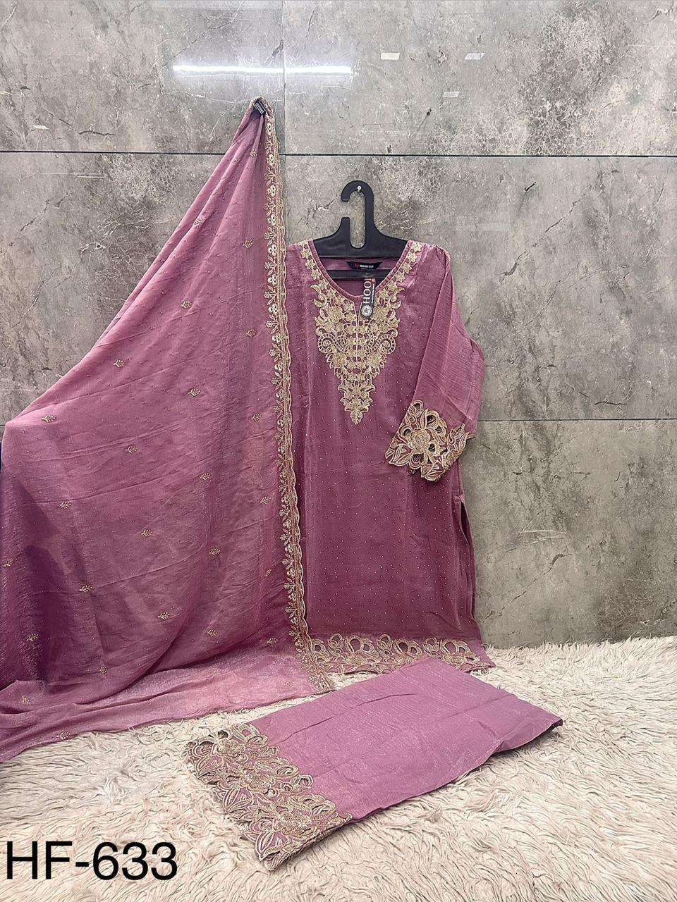 HOOR TEX HF-633 Crunchy Embroidered Stitched Sharara Dress Collection