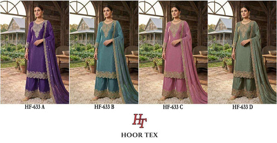 HOOR TEX HF-633 Crunchy Embroidered Stitched Sharara Dress Collection