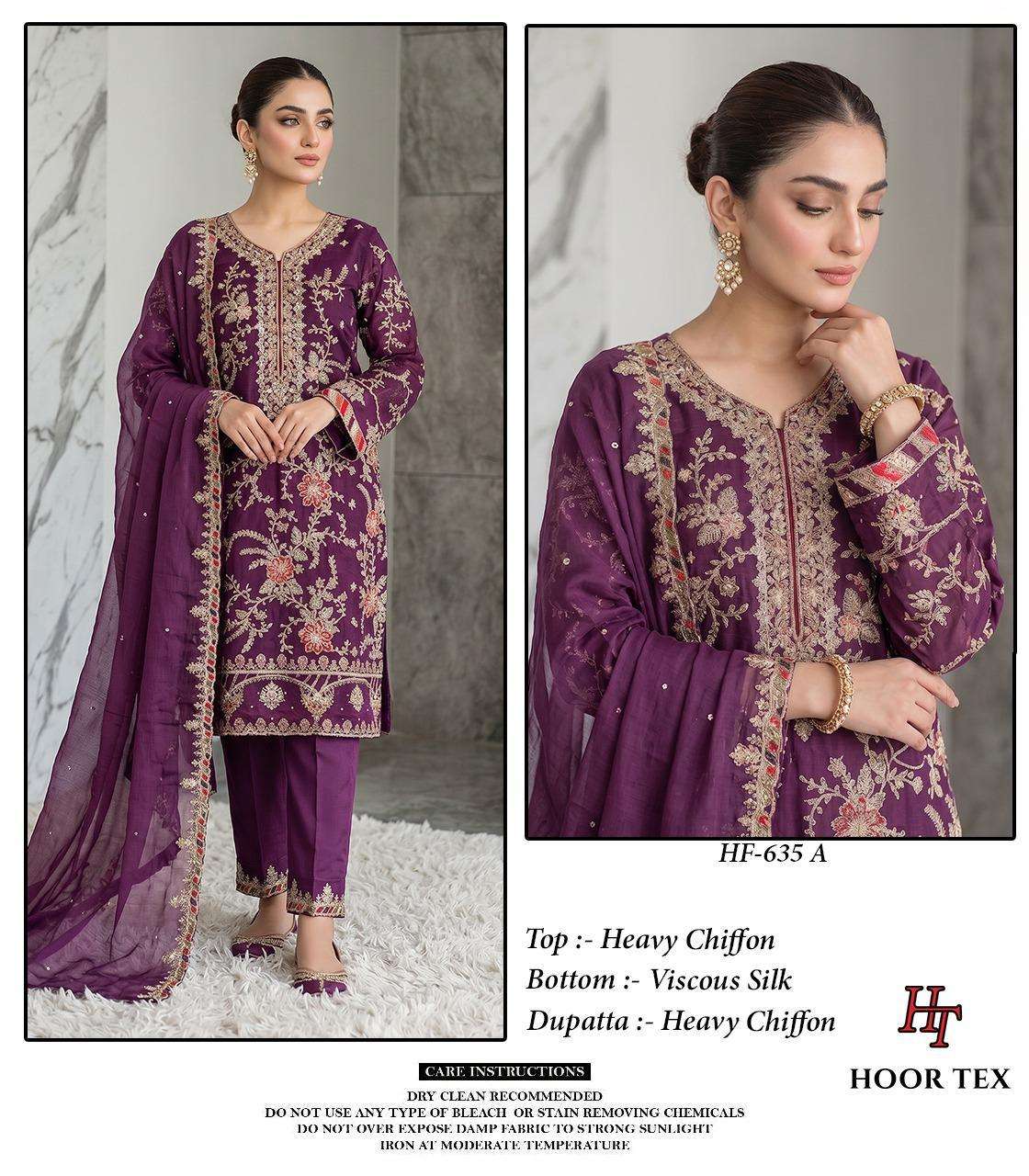 HOOR TEX HF-635 Chiffon Embroidered Pakistani Suit Set