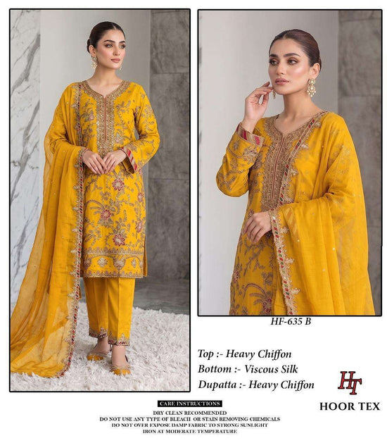 HOOR TEX HF-635 Chiffon Embroidered Pakistani Suit Set