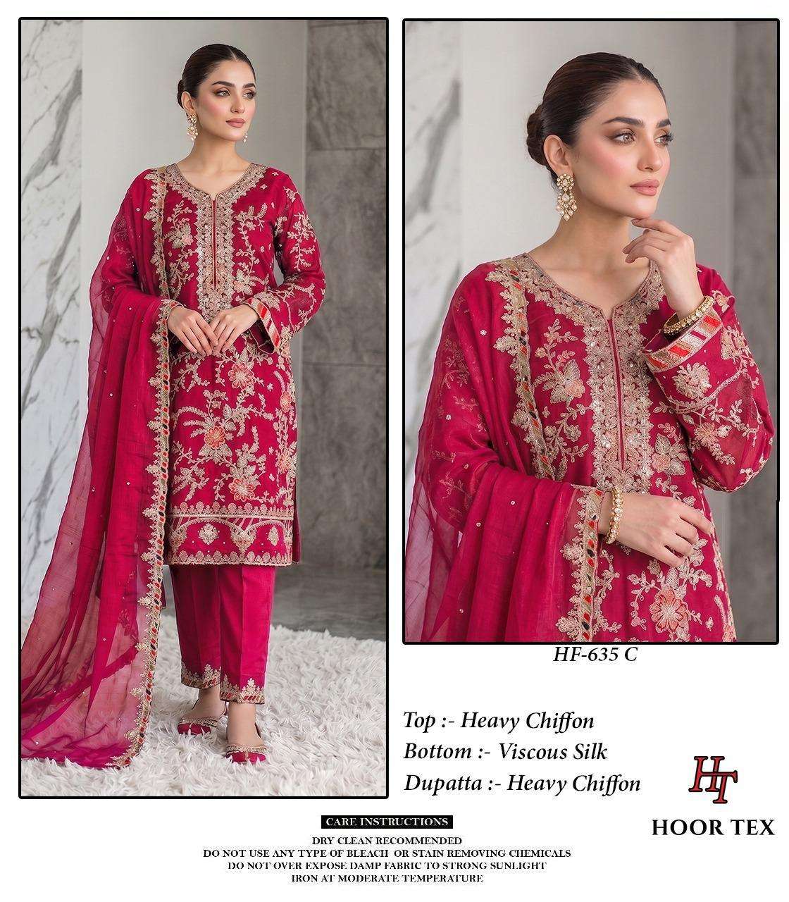 HOOR TEX HF-635 Chiffon Embroidered Pakistani Suit Set