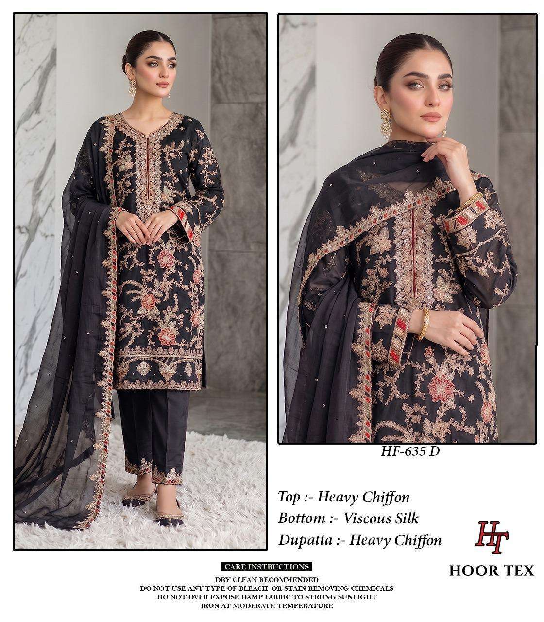HOOR TEX HF-635 Chiffon Embroidered Pakistani Suit Set