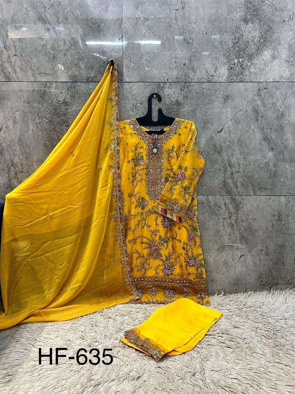 HOOR TEX HF-635 Chiffon Embroidered Pakistani Suit Set