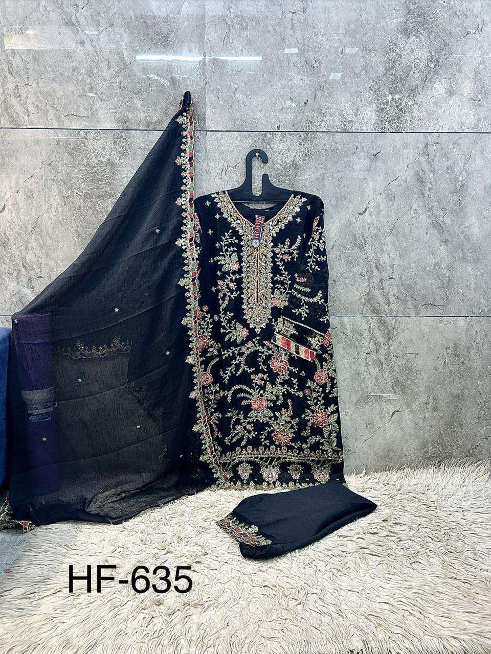 HOOR TEX HF-635 Chiffon Embroidered Pakistani Suit Set
