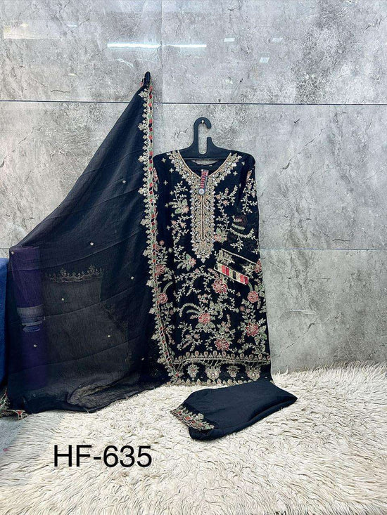 HOOR TEX HF-635 Chiffon Embroidered Pakistani Suit Set