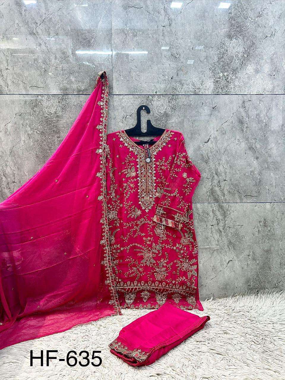 HOOR TEX HF-635 Chiffon Embroidered Pakistani Suit Set