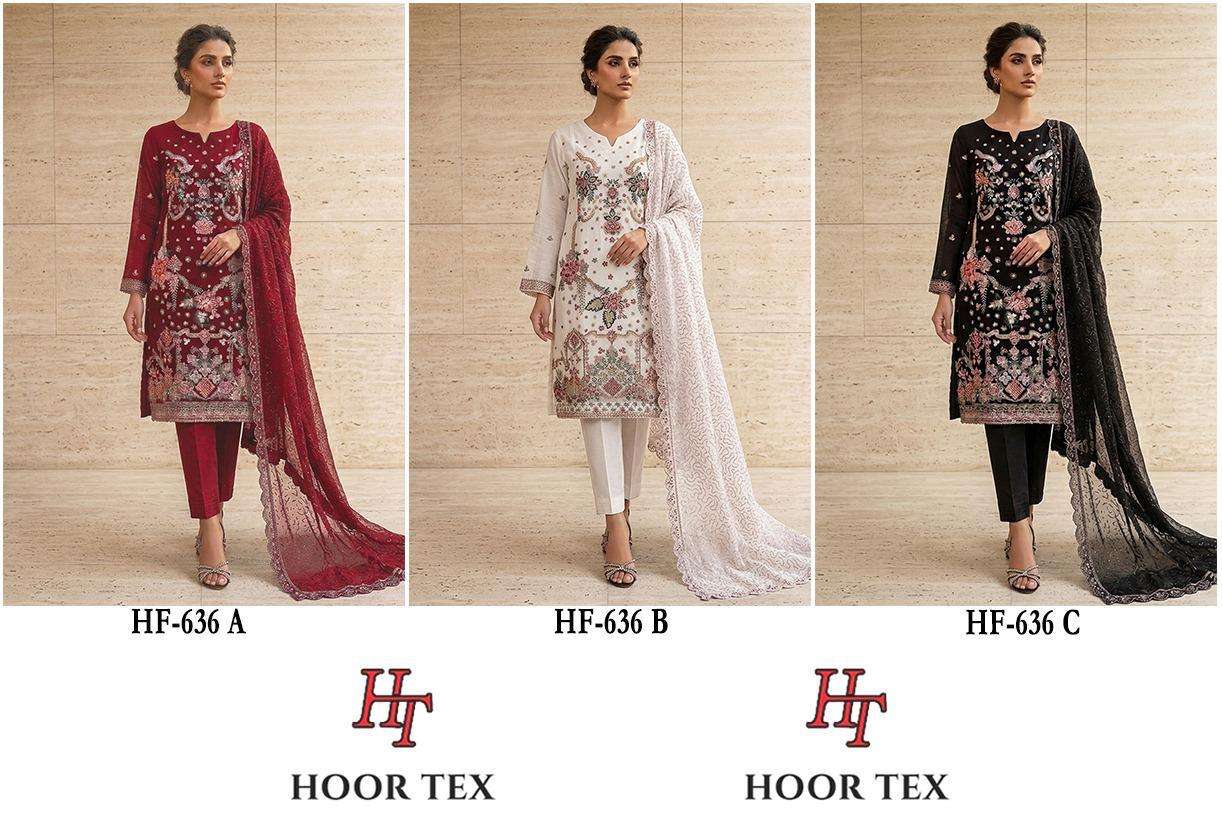 Hoor Tex HF-636 Chiffon Embroidered Pakistani Suit Set - Amrah Wholesale