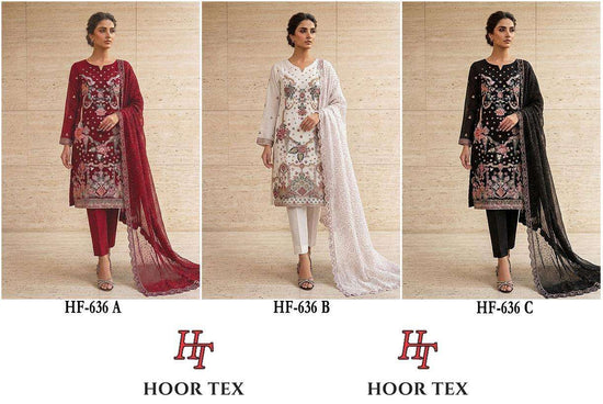 Hoor Tex HF-636 Chiffon Embroidered Pakistani Suit Set - Amrah Wholesale