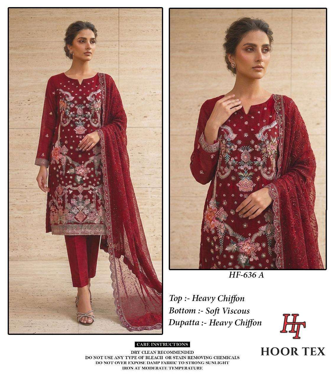 Hoor Tex HF-636 Chiffon Embroidered Pakistani Suit Set - Amrah Wholesale