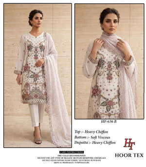 Hoor Tex HF-636 Chiffon Embroidered Pakistani Suit Set