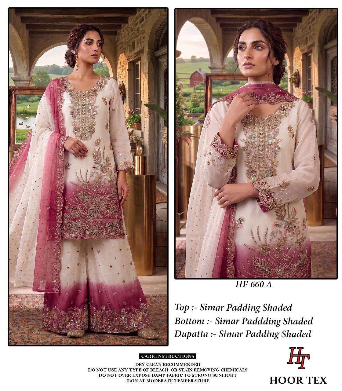 Hoor Tex HF-660 Shimmer Embroidery Fully Stitched Luxury Pakistani Suit Set - Amrah Wholesale