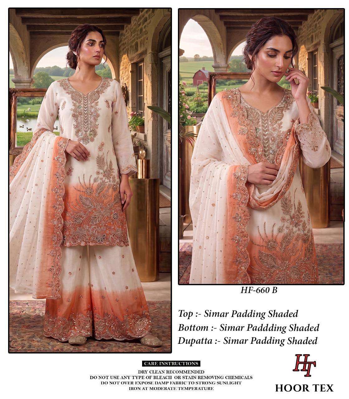 Hoor Tex HF-660 Shimmer Embroidery Fully Stitched Luxury Pakistani Suit Set - Amrah Wholesale