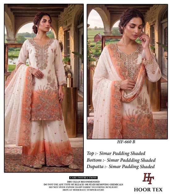 Hoor Tex HF-660 Shimmer Embroidery Fully Stitched Luxury Pakistani Suit Set - Amrah Wholesale