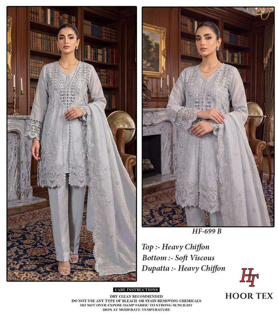 HOOR TEX HF-699 Chiffon Embroidered Pakistani Suit Set