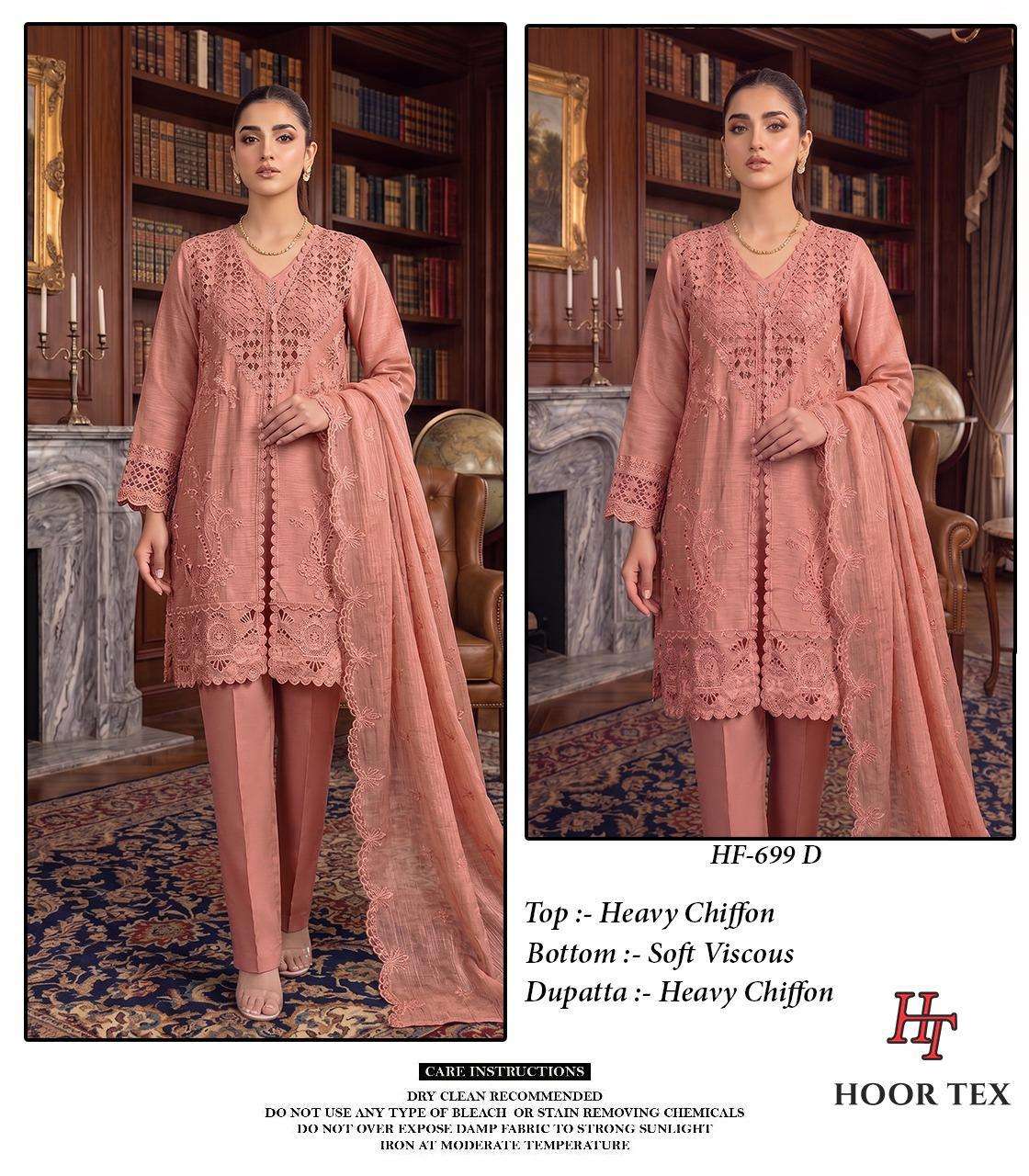 HOOR TEX HF-699 Chiffon Embroidered Pakistani Suit Set