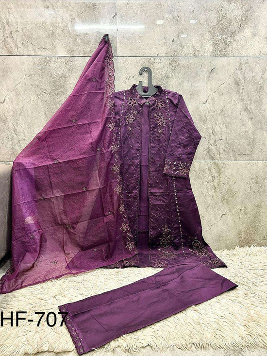 HOOR TEX HF-707 Crystal Viscose Embroidered Salwar Suit Set - Amrah Wholesale