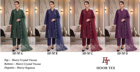 HOOR TEX HF-707 Crystal Viscose Embroidered Salwar Suit Set - Amrah Wholesale