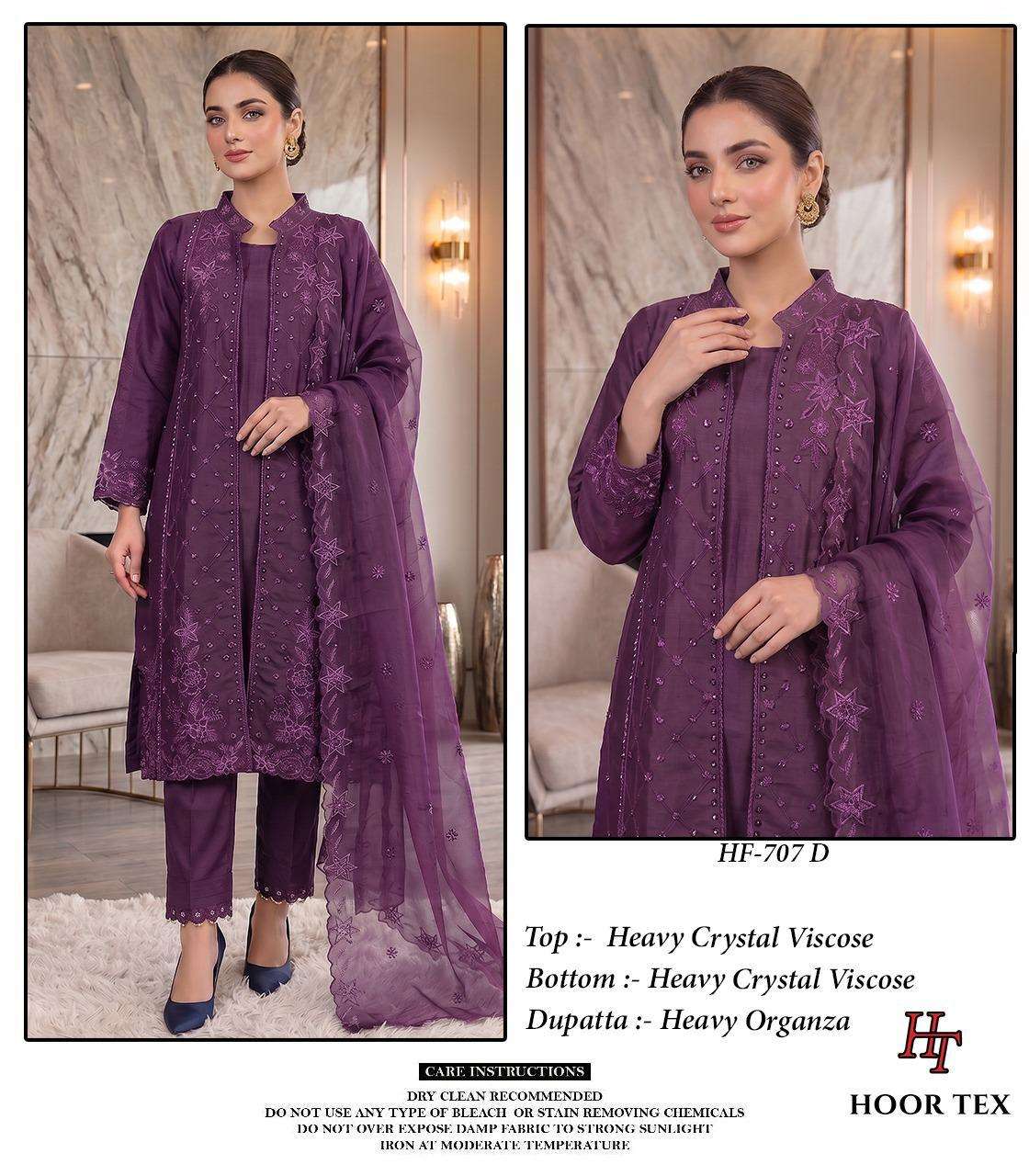 HOOR TEX HF-707 Crystal Viscose Embroidered Salwar Suit Set - Amrah Wholesale