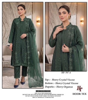 HOOR TEX HF-707 Crystal Viscose Embroidered Salwar Suit Set - Amrah Wholesale
