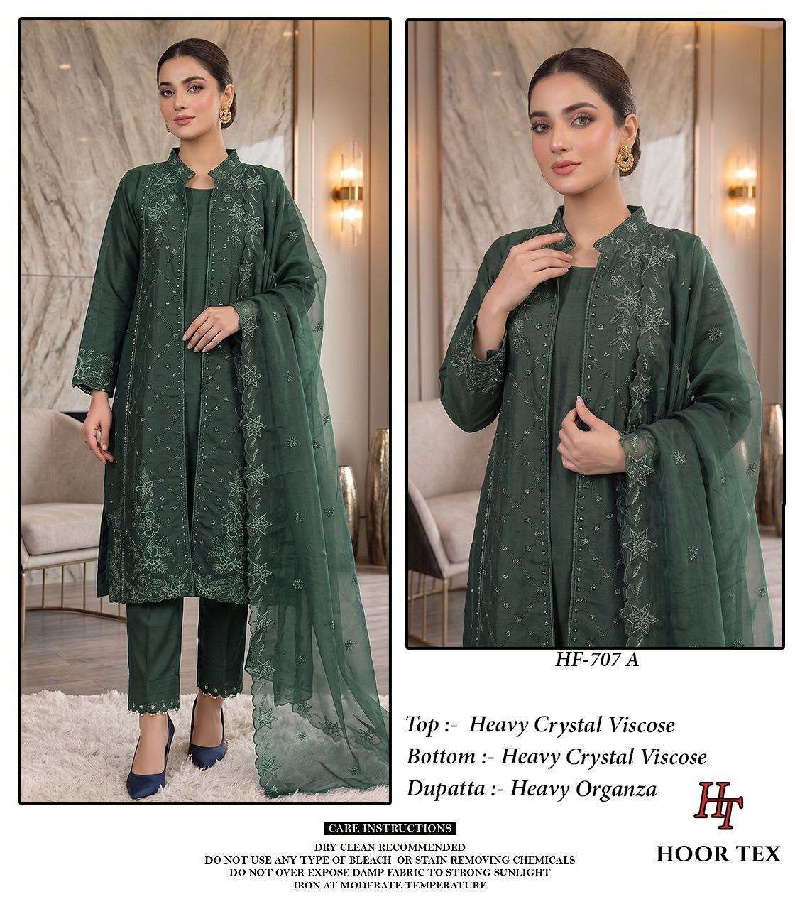 HOOR TEX HF-707 Crystal Viscose Embroidered Salwar Suit Set - Amrah Wholesale