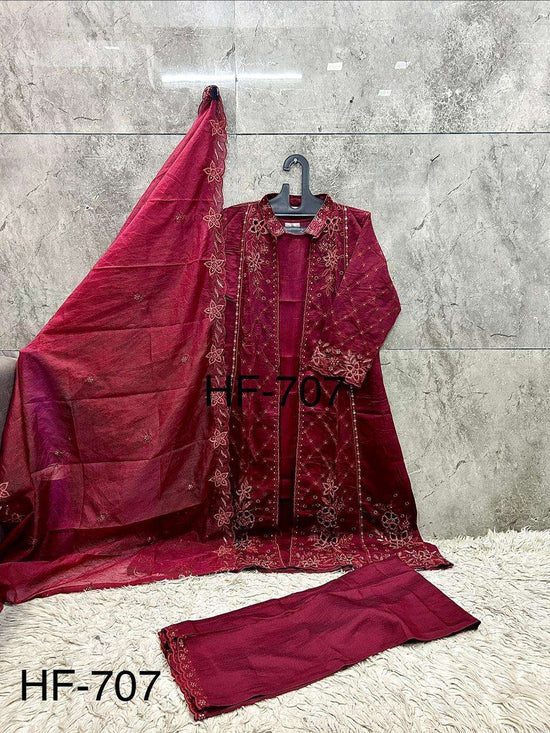 HOOR TEX HF-707 Crystal Viscose Embroidered Salwar Suit Set - Amrah Wholesale