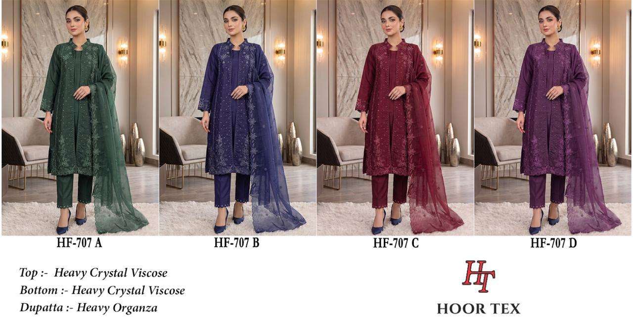 HOOR TEX HF-707 Crystal Viscose Embroidered Salwar Suit Set