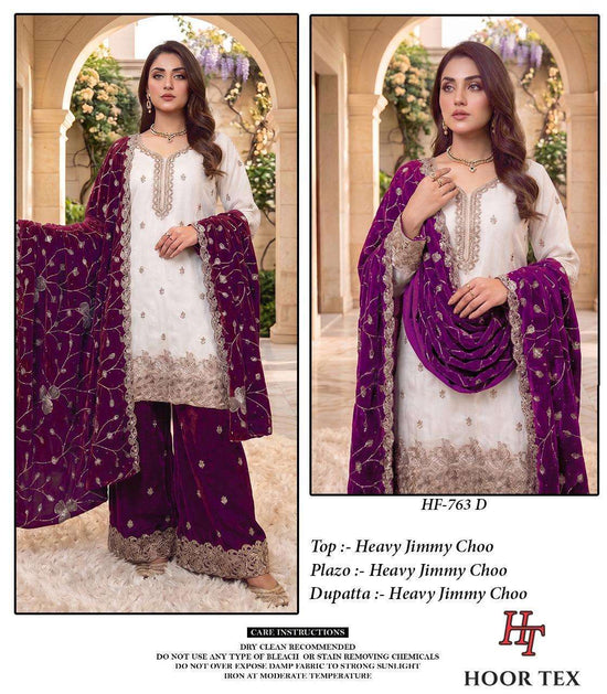 HOOR TEX HF-763 Jimmy Choo Embroidered Pakistani Suit Set