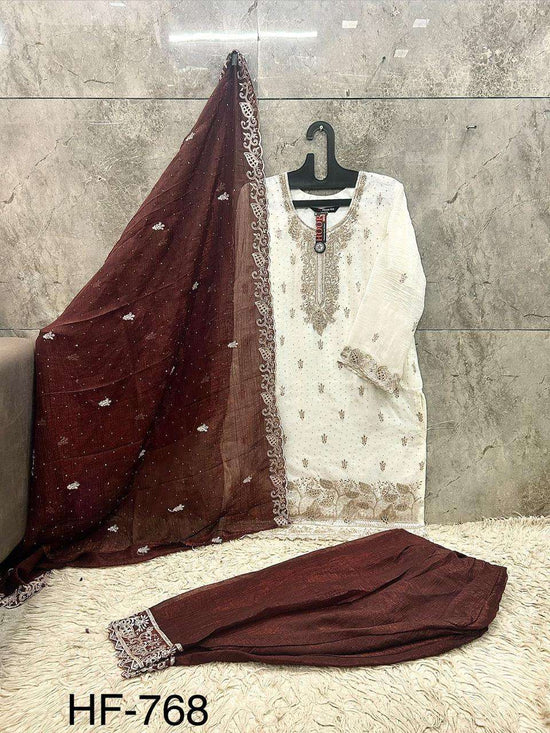 Hoor Tex HF-768 Crunchy Embroidery Stitched Pakistani Suit Set