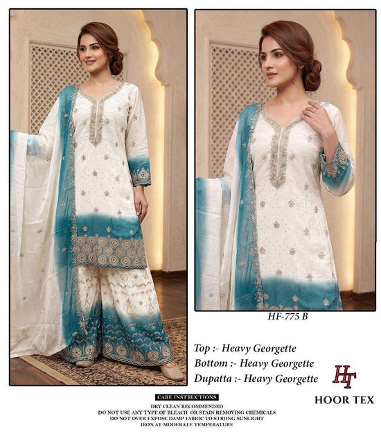 HOOR TEX HF-775 Georgette Embroidery Pakistani Suit Set Wholesale