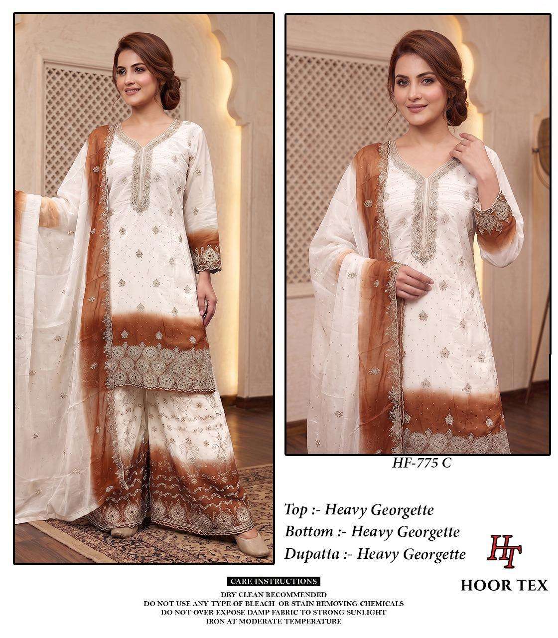 HOOR TEX HF-775 Georgette Embroidery Pakistani Suit Set Wholesale