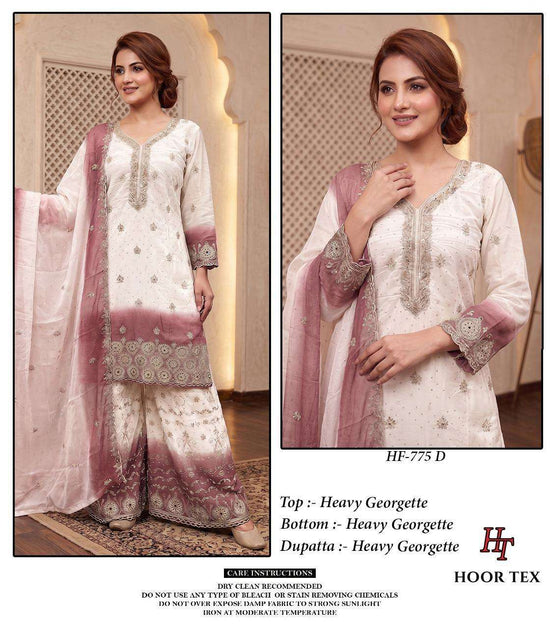 HOOR TEX HF-775 Georgette Embroidery Pakistani Suit Set Wholesale