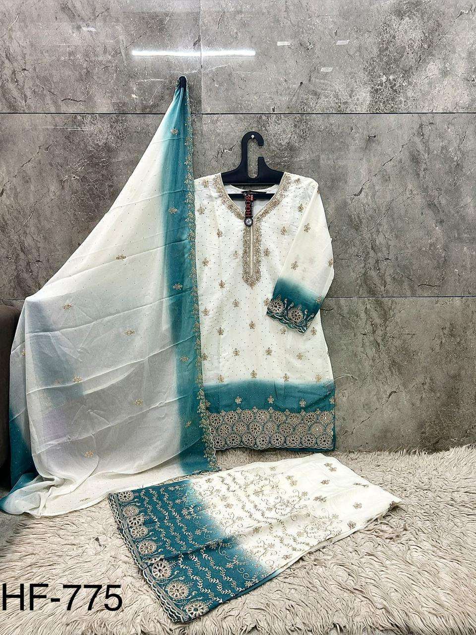HOOR TEX HF-775 Georgette Embroidery Pakistani Suit Set Wholesale