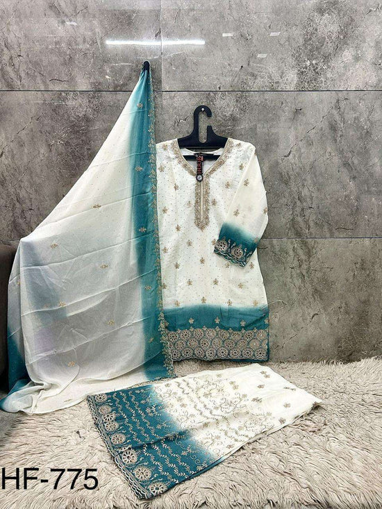 HOOR TEX HF-775 Georgette Embroidery Pakistani Suit Set Wholesale