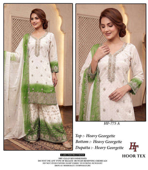 HOOR TEX HF-775 Georgette Embroidery Pakistani Suit Set Wholesale - Amrah Wholesale
