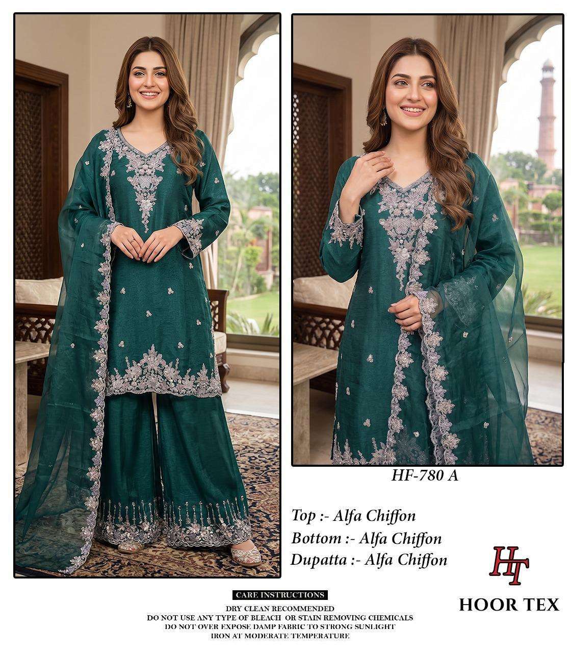 HOOR TEX HF-780 Chiffon Embroidered Pakistani Sharara Suit Collection