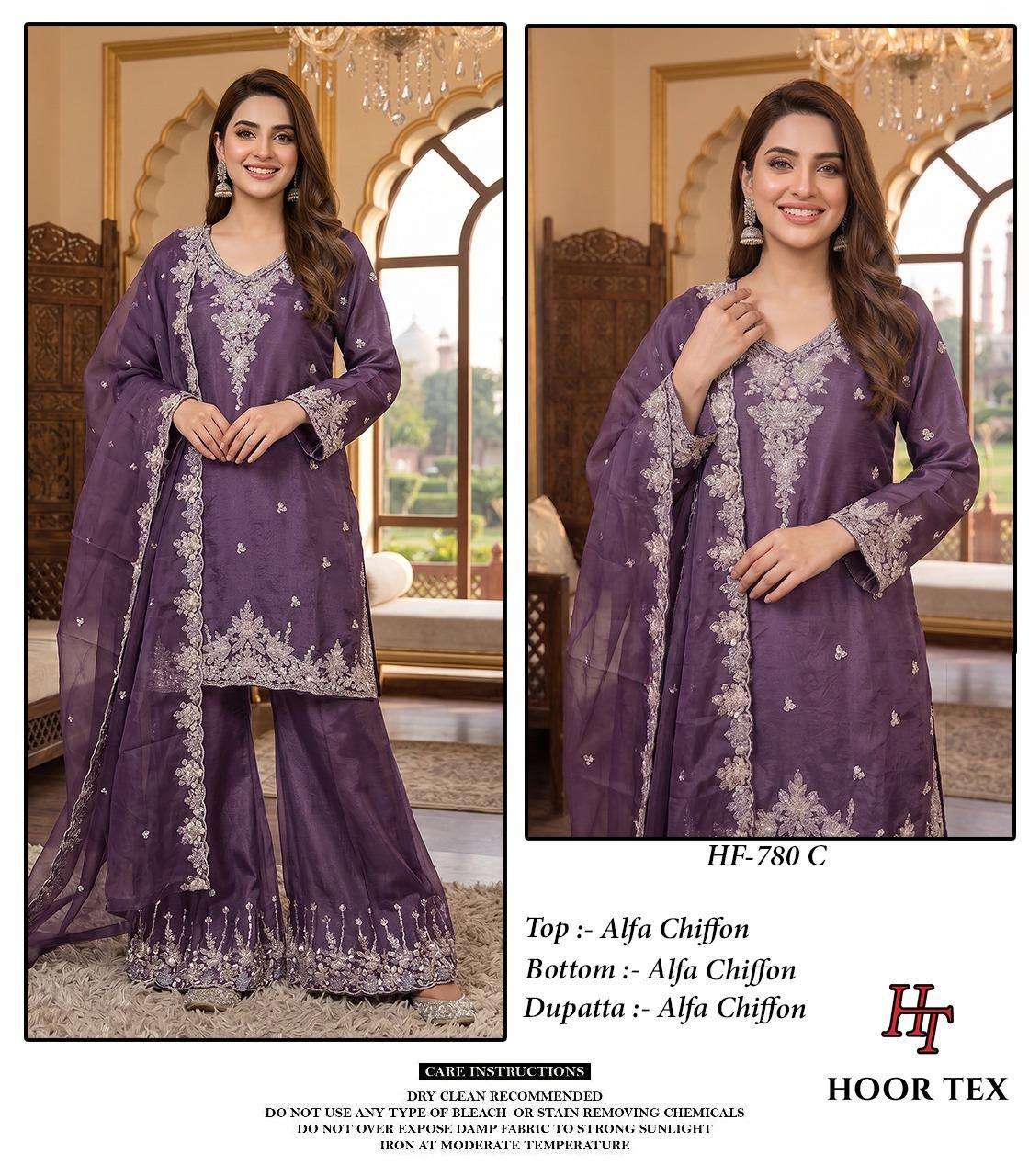 HOOR TEX HF-780 Chiffon Embroidered Pakistani Sharara Suit Collection