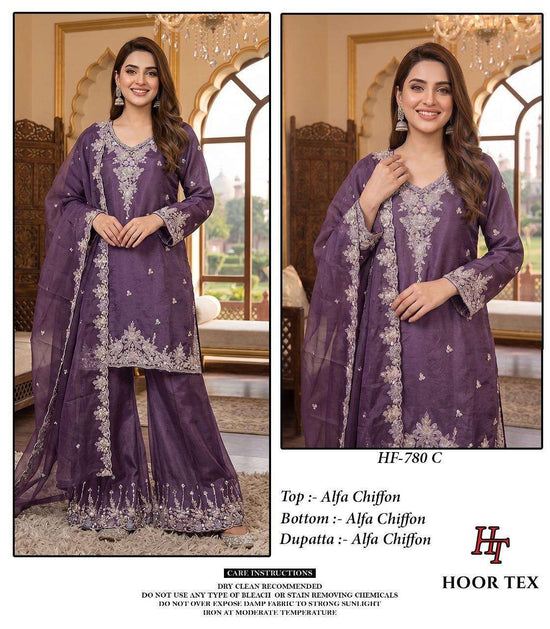 HOOR TEX HF-780 Chiffon Embroidered Pakistani Sharara Suit Collection