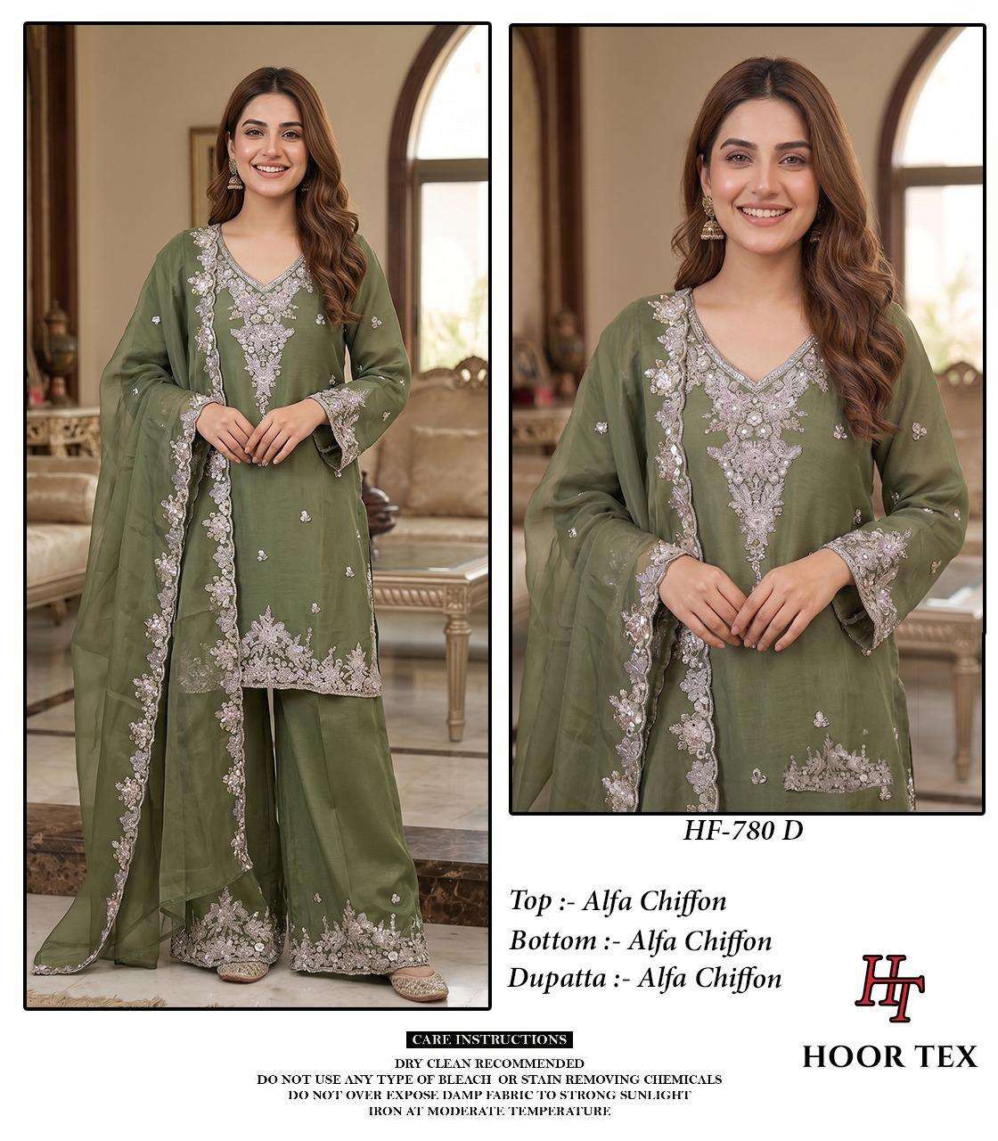 HOOR TEX HF-780 Chiffon Embroidered Pakistani Sharara Suit Collection