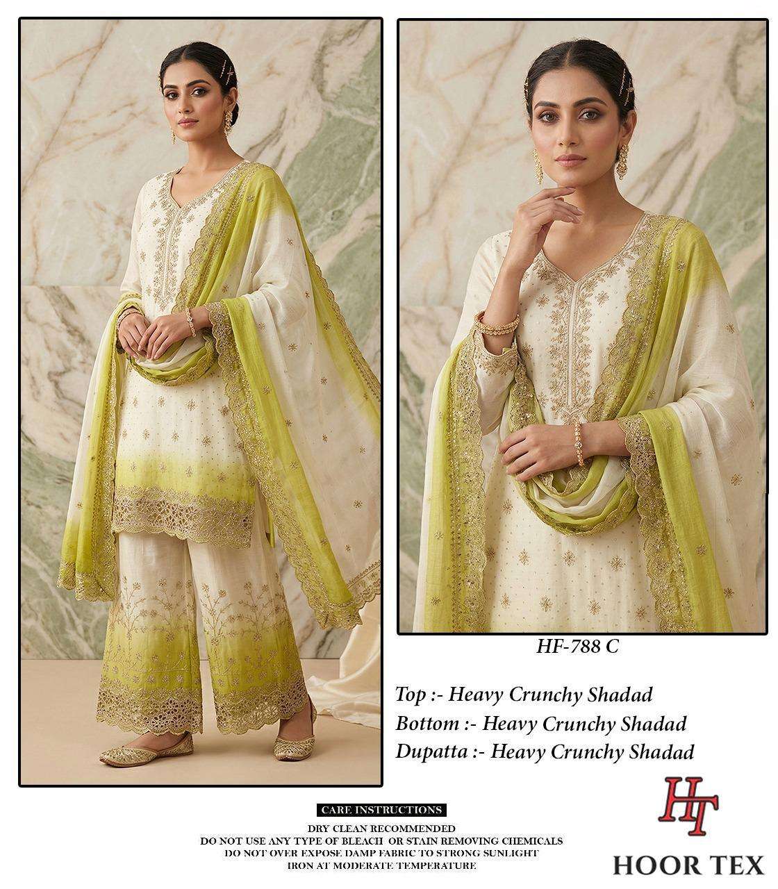 HOOR TEX HF-788-20 Crunchy Embroidered Stitched Sharara Suit