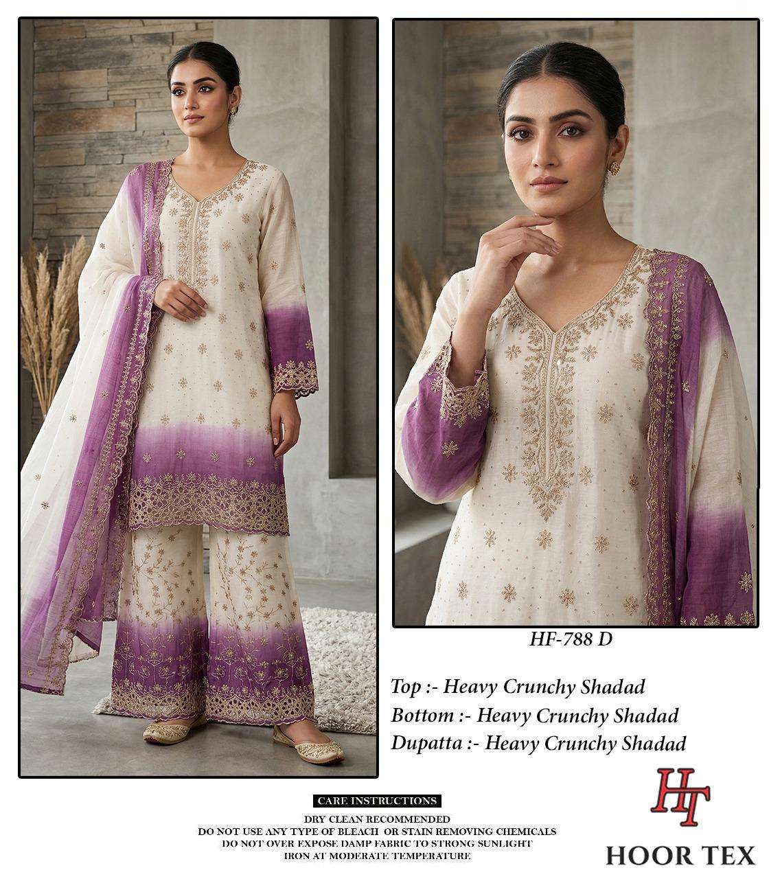 HOOR TEX HF-788-20 Crunchy Embroidered Stitched Sharara Suit