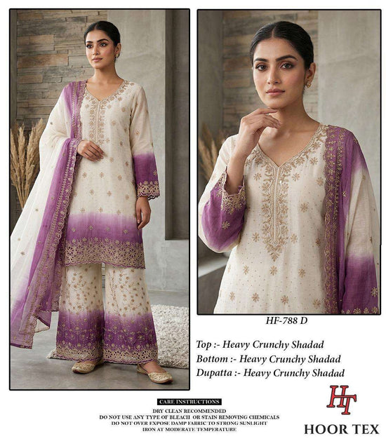 HOOR TEX HF-788-20 Crunchy Embroidered Stitched Sharara Suit