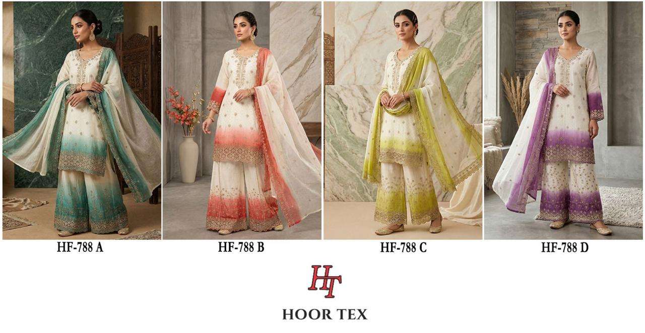 HOOR TEX HF-788-20 Crunchy Embroidered Stitched Sharara Suit