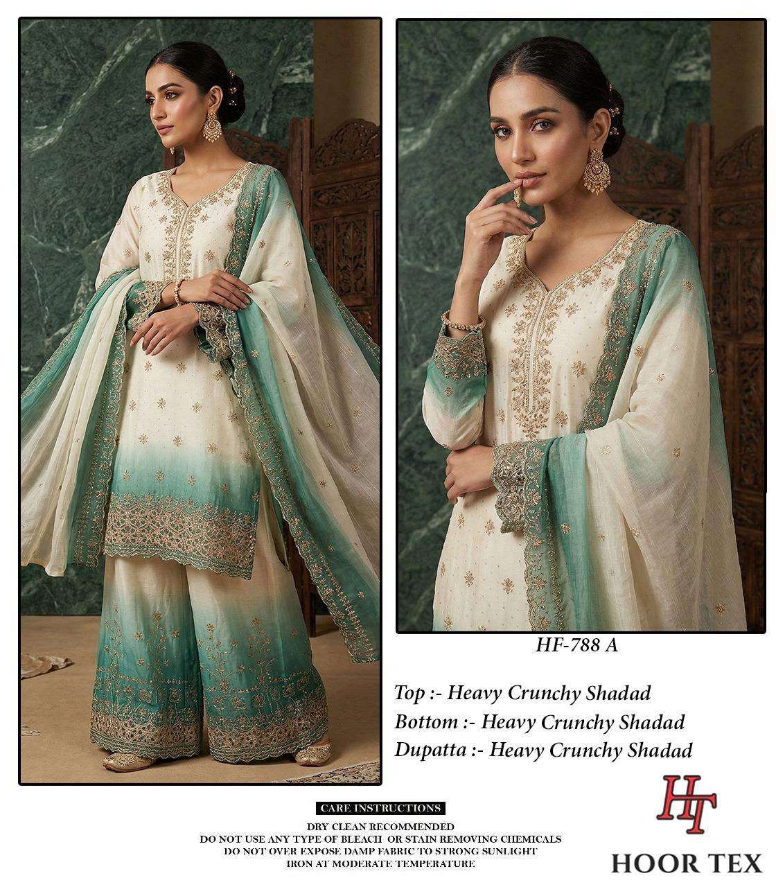 HOOR TEX HF-788-20 Crunchy Embroidered Stitched Sharara Suit