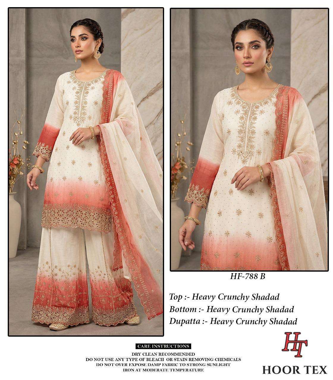 HOOR TEX HF-788-20 Crunchy Embroidered Stitched Sharara Suit