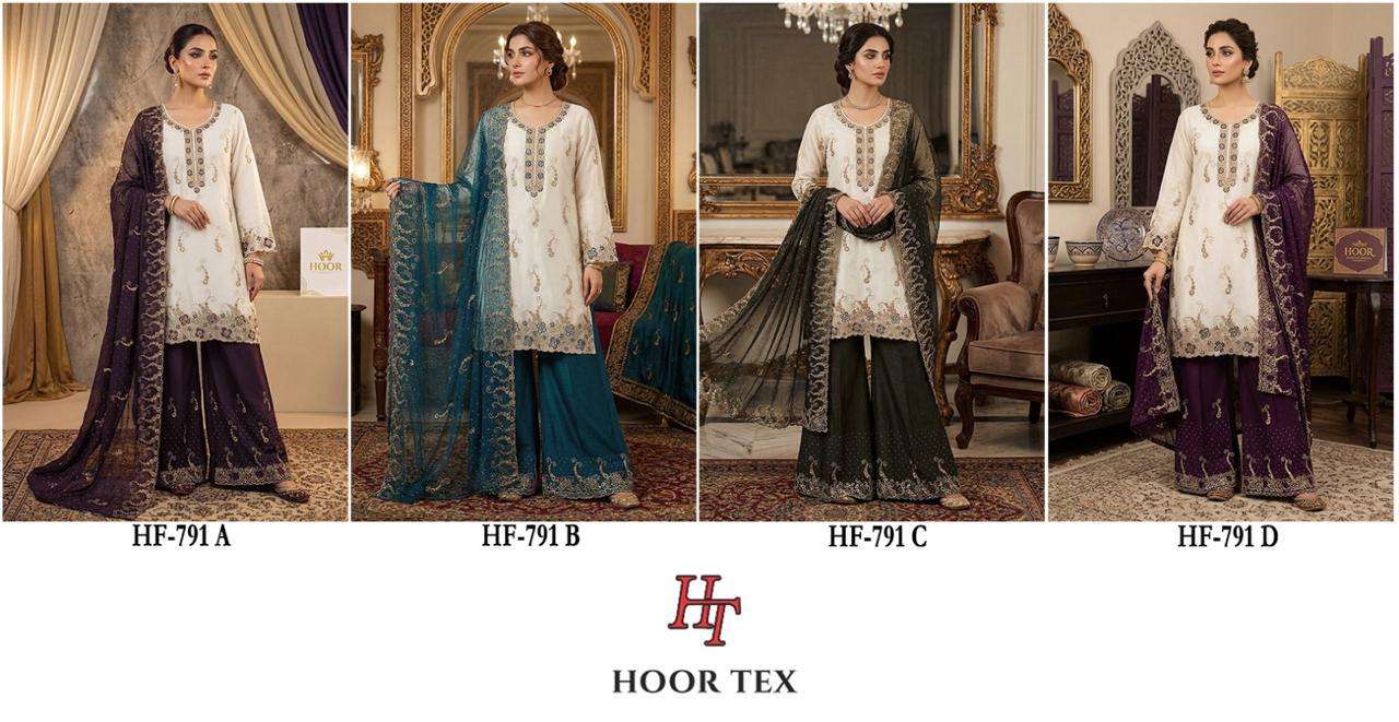 HOOR TEX HF-791 Simmer Chiffon Embroidered Pakistani Suit Set - Amrah Wholesale